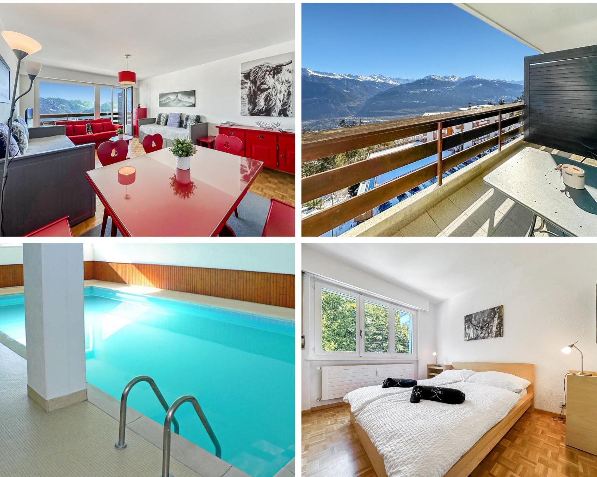 Pied-A-Terre In Crans-Montana, Pool And View - Swiss Alps Apartment Exterior photo